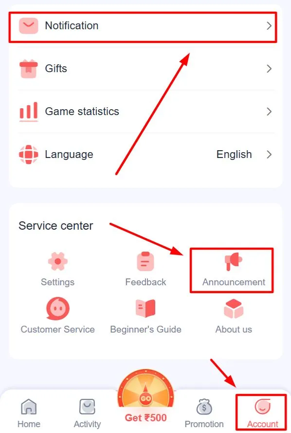 Open the Account tab to see both options